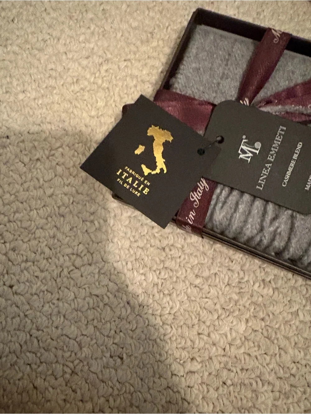 Linea  Emmeti made  in Italy Grey Cashmere-Blend Scarf nwt men’s nwt